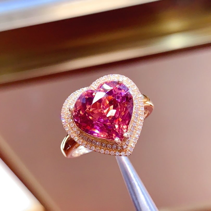 14k Gold 6.0 Ct Natural Tourmaline & Diamond Ring - 2