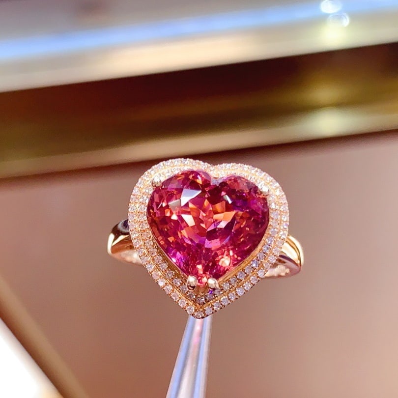 14k Gold 6.0 Ct Natural Tourmaline & Diamond Ring - 3