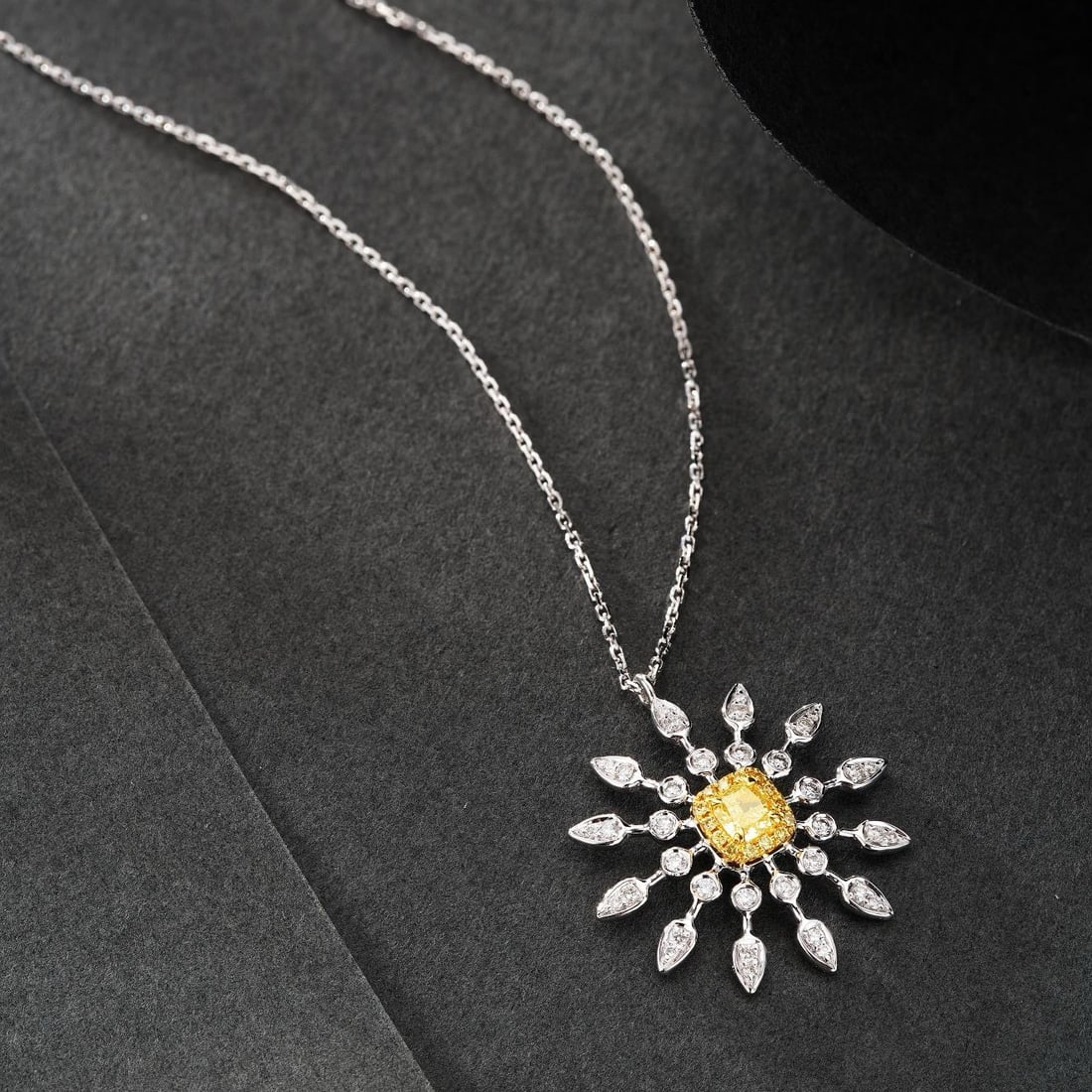 14k Gold 0.35 Ctw Natural Yellow Diamond & Diamond Necklace - 2