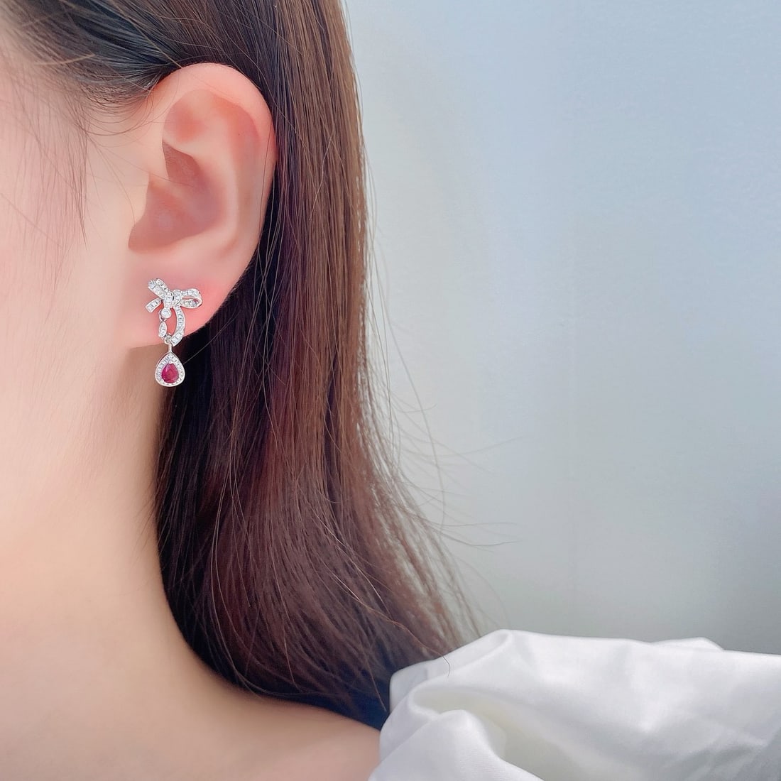 14k Gold 0.92 Ctw Natural Ruby & Diamond Earrings - 2
