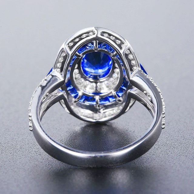 14k Gold 2.92 Ctw Natural Sapphire & Diamond Ring - 4