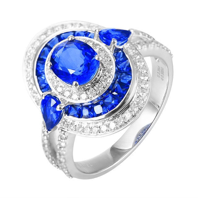 14k Gold 2.92 Ctw Natural Sapphire & Diamond Ring - 5