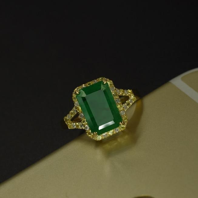 14k Gold 3.55 Ctw Natural Emerald & Diamond Ring - 4