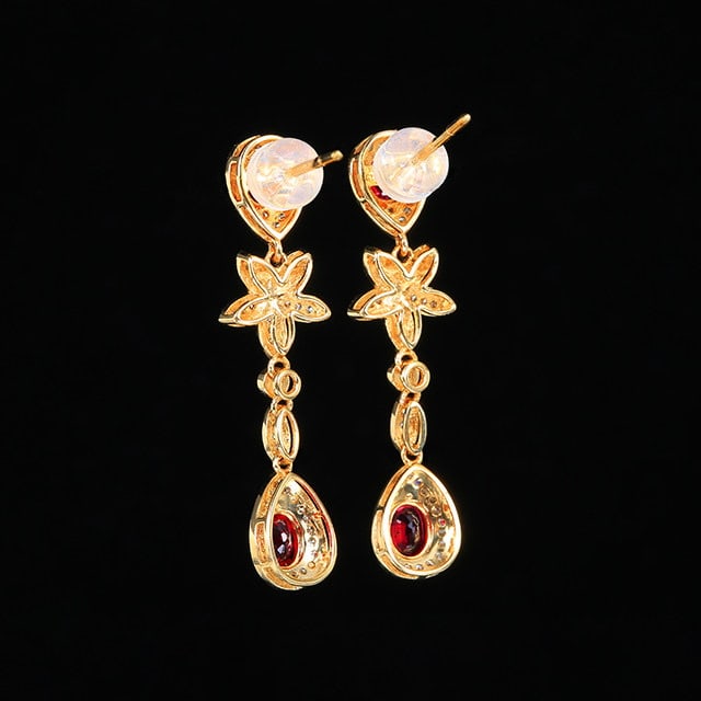 14k Gold 1.47 Ctw Natural Ruby & Diamond Earrings - 4