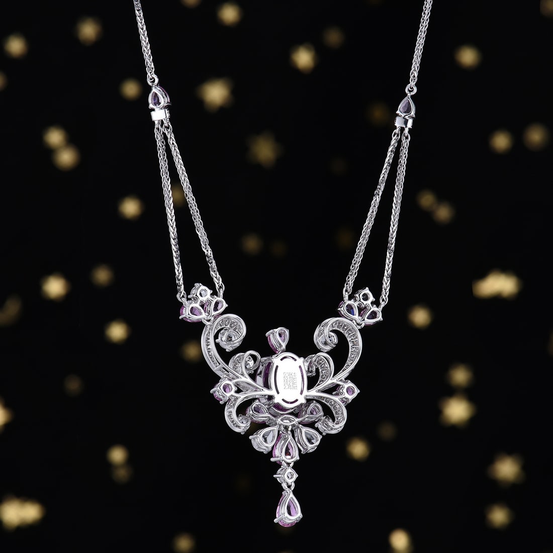 14k Gold 2.25 Ctw Natural Sapphire & Diamond Necklace - 6