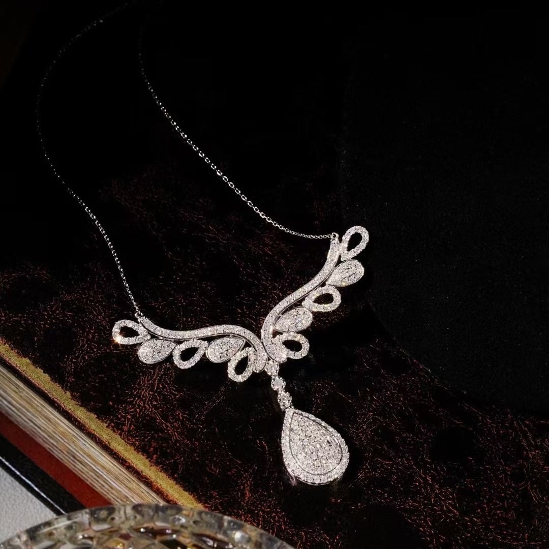 14k Gold 1.88 Ct Natural H Diamond Necklace - 2