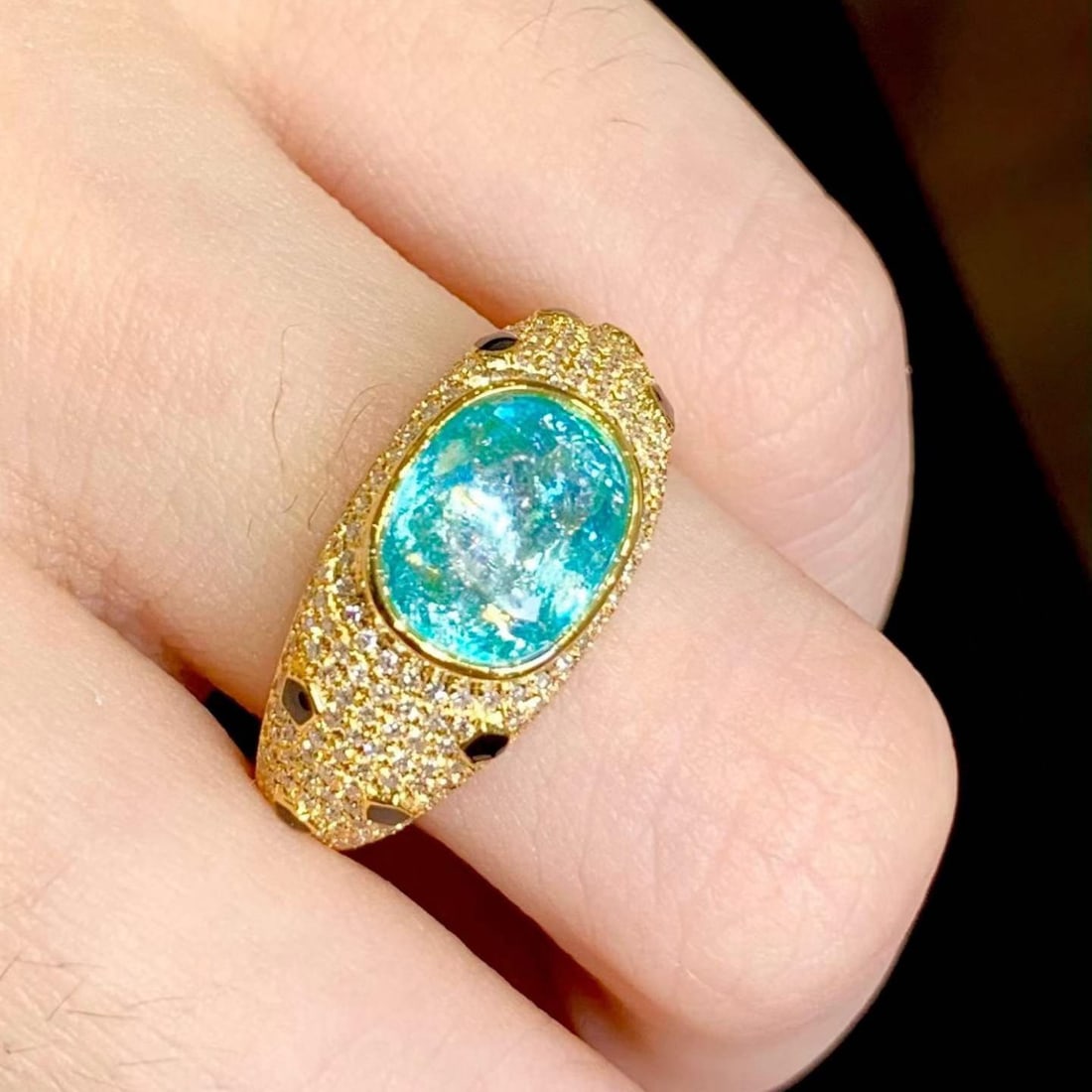 14k Gold 1.95 Ct Natural Paraiba Tourmaline & Diamond Ring - 4
