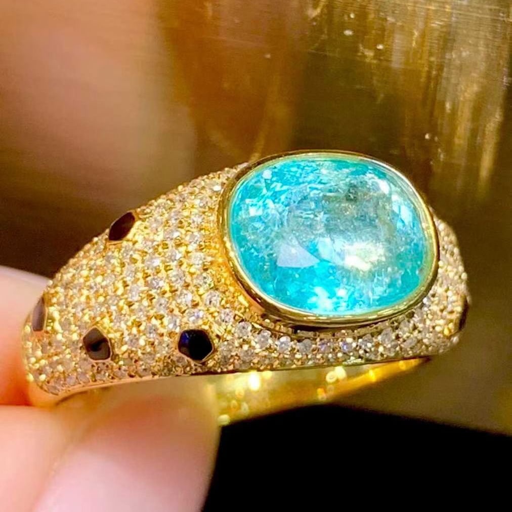 14k Gold 1.95 Ct Natural Paraiba Tourmaline & Diamond Ring - 5