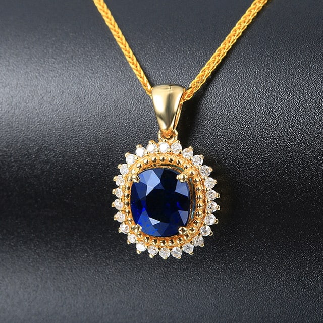 14k Gold 1.61 Ctw Natural Sapphire & Diamond Pendant( Without Chain ) - 2