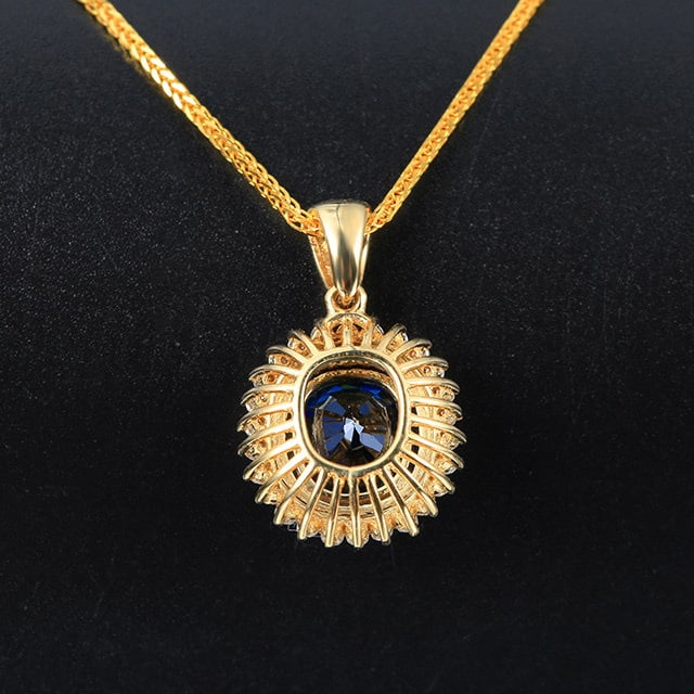 14k Gold 1.61 Ctw Natural Sapphire & Diamond Pendant( Without Chain ) - 4
