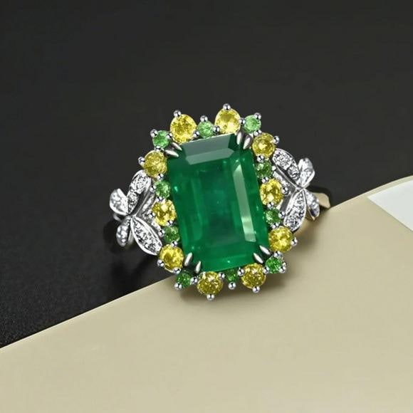 14k Gold 2.96 Ctw Natural Emerald & Sapphire Ring - 4