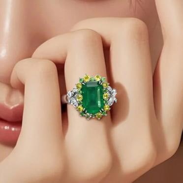14k Gold 2.96 Ctw Natural Emerald & Sapphire Ring - 5