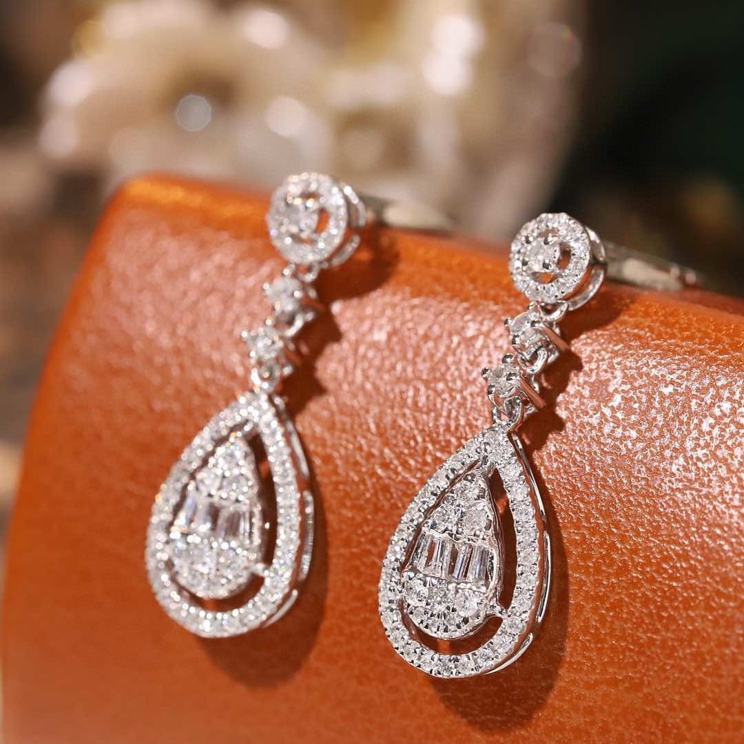 14k Gold 0.50 Ct Natural H Diamond Earrings - 3