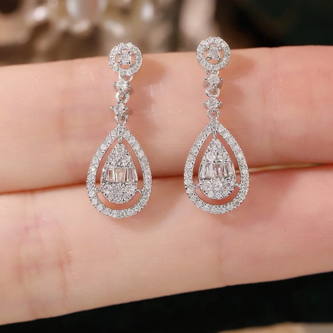 14k Gold 0.50 Ct Natural H Diamond Earrings - 5