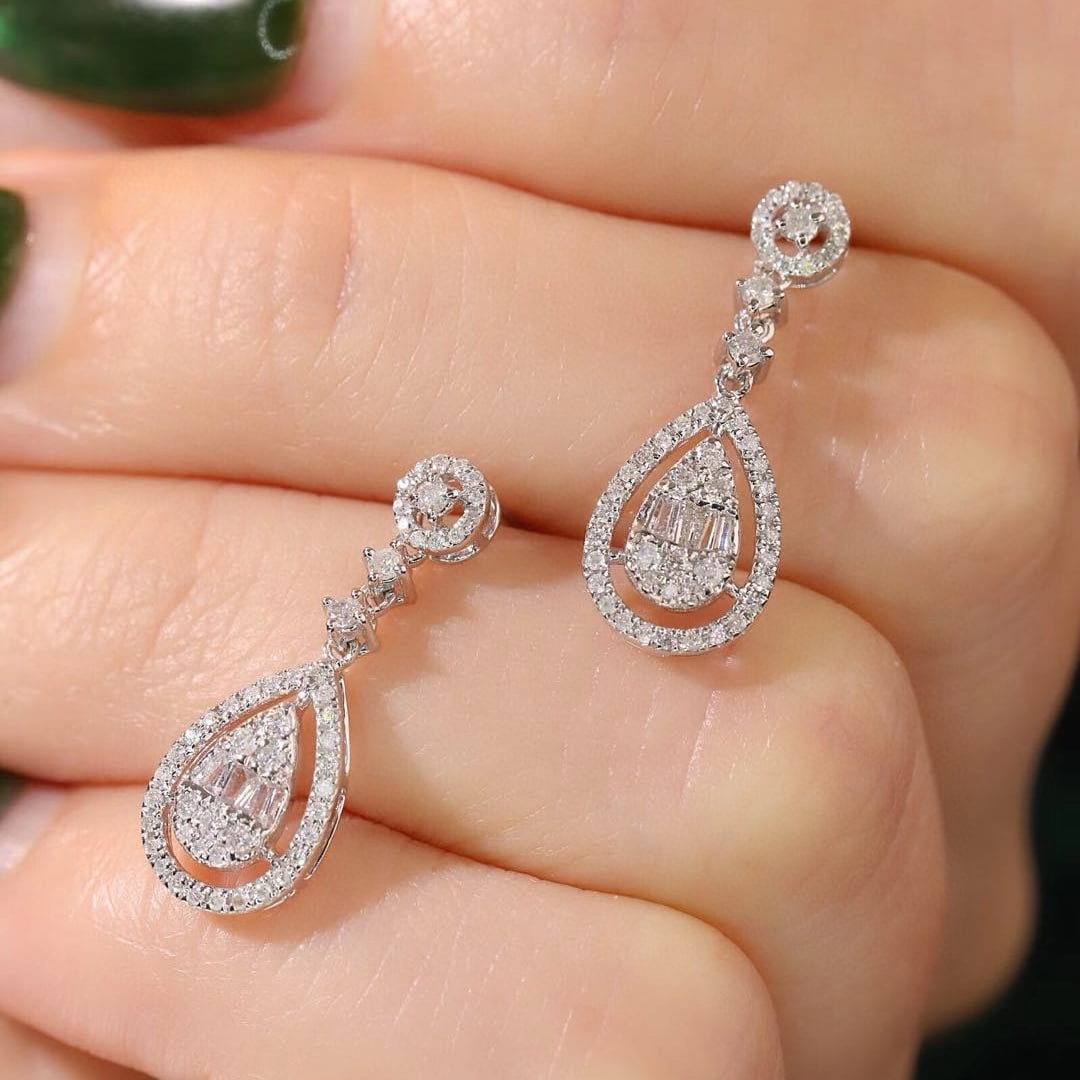 14k Gold 0.50 Ct Natural H Diamond Earrings - 6