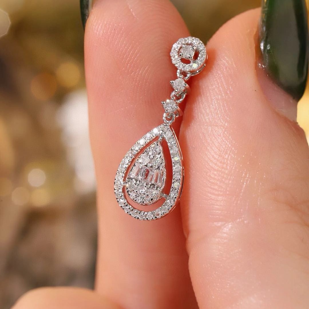 14k Gold 0.50 Ct Natural H Diamond Earrings - 7