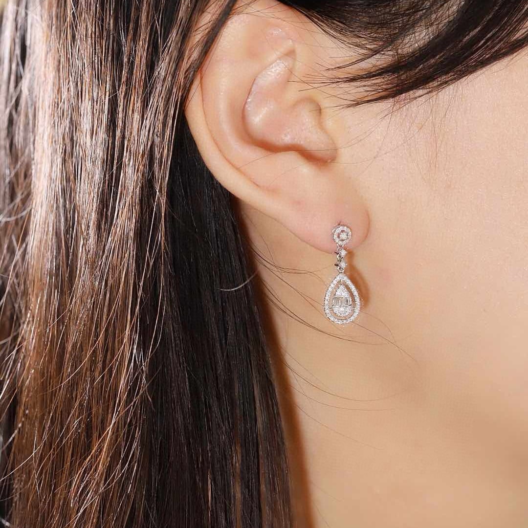14k Gold 0.50 Ct Natural H Diamond Earrings - 8