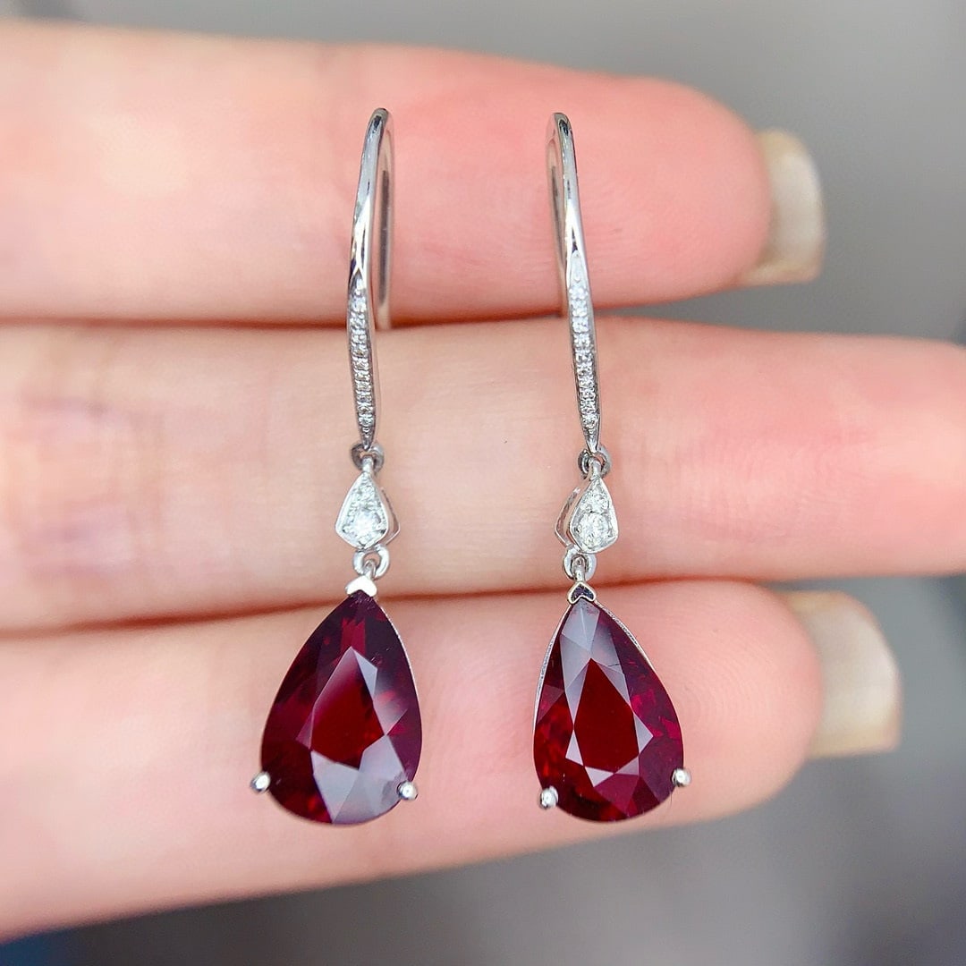 14k Gold 4.8 Ct Natural Tourmaline & Diamond Earrings - 5