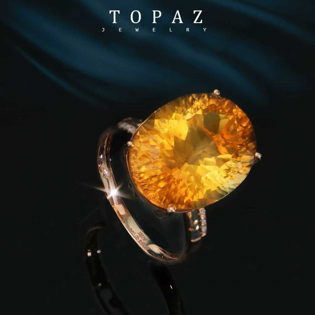 14k Gold 10.98 Ctw Natural Citrine & Diamond Ring - 4