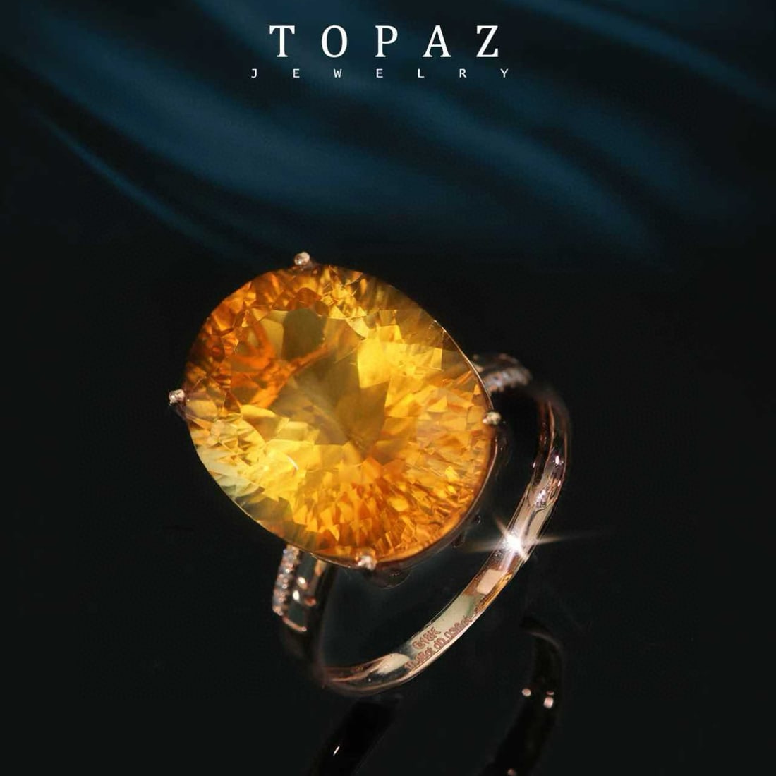 14k Gold 10.98 Ctw Natural Citrine & Diamond Ring - 5