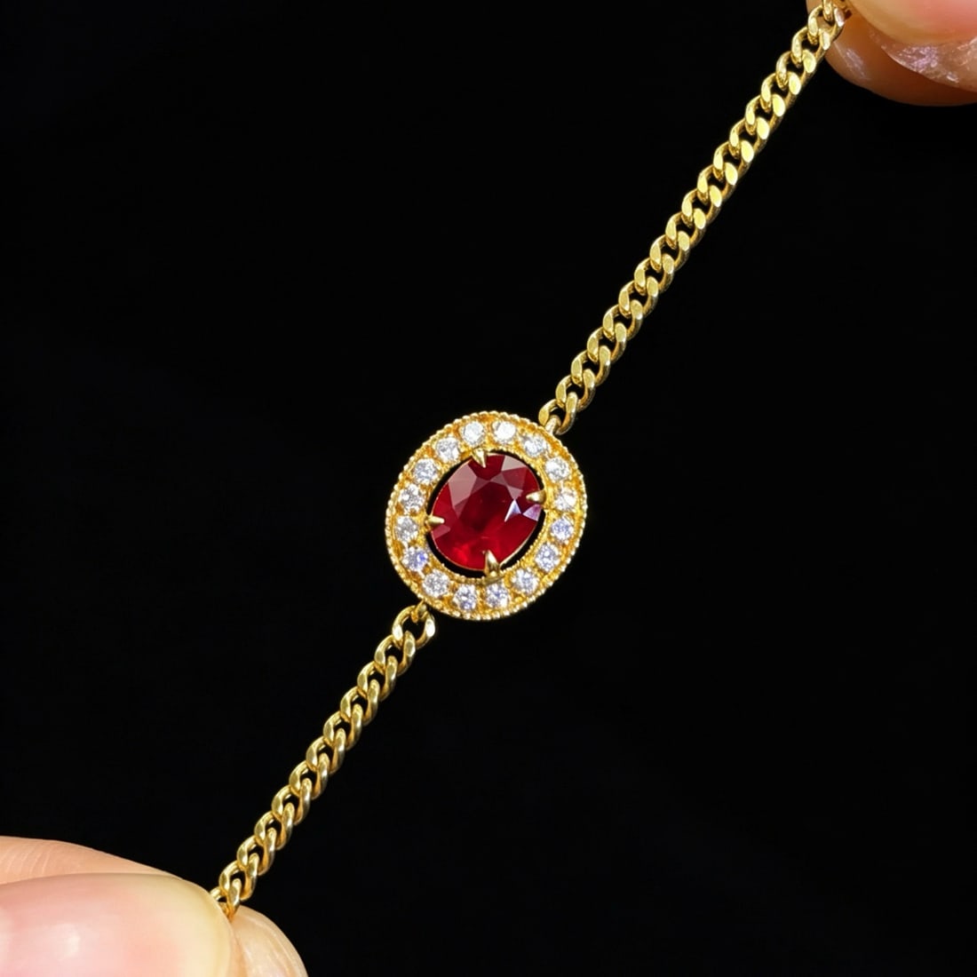 14k Gold 0.82 Ctw Vivid Red Natural Ruby & Diamond Bracelet - 2