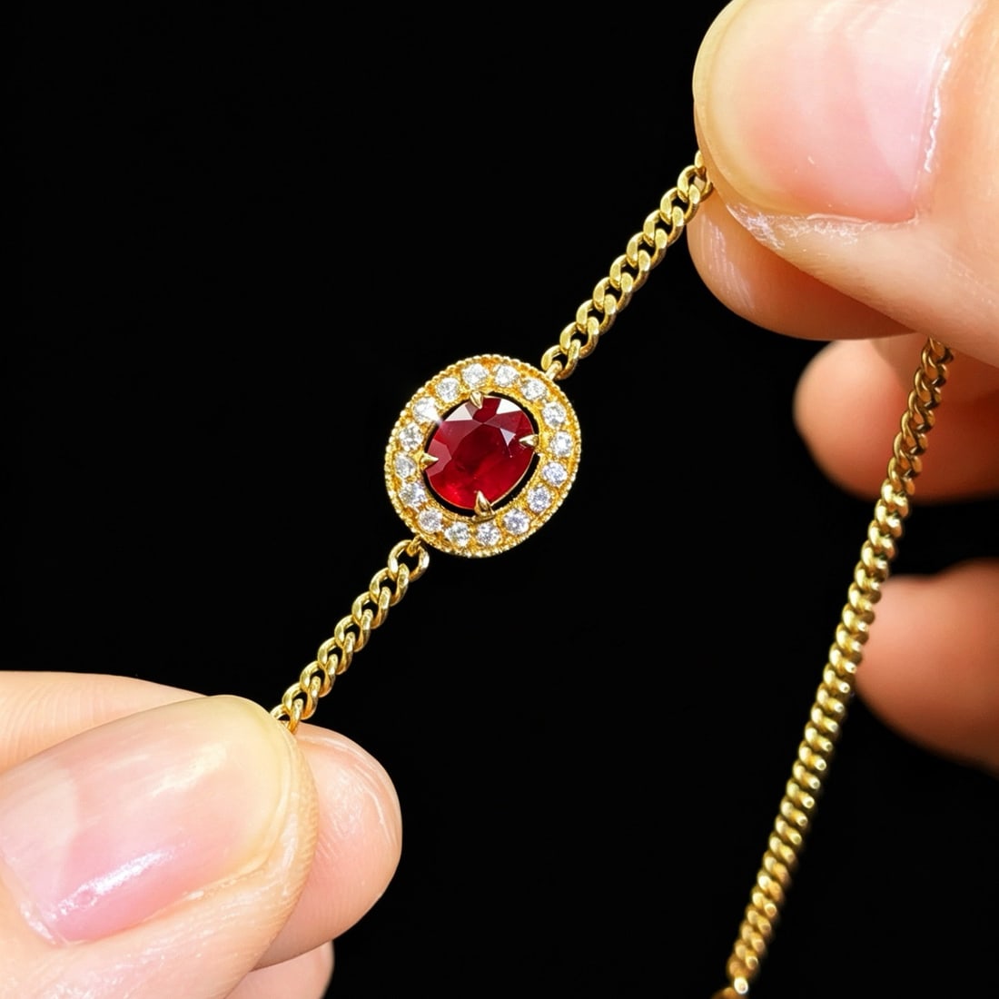 14k Gold 0.82 Ctw Vivid Red Natural Ruby & Diamond Bracelet - 6