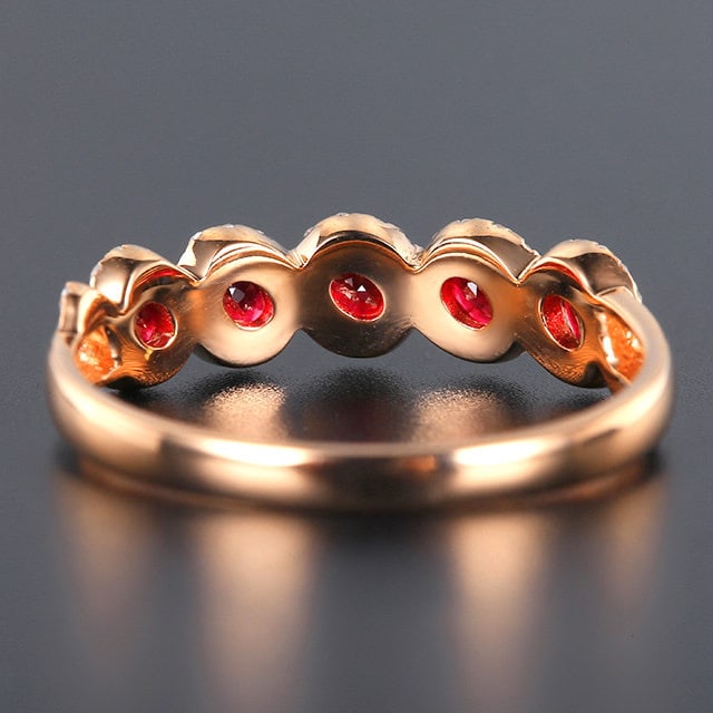 14k Gold 0.67 Ctw Natural Ruby & Diamond Ring - 4