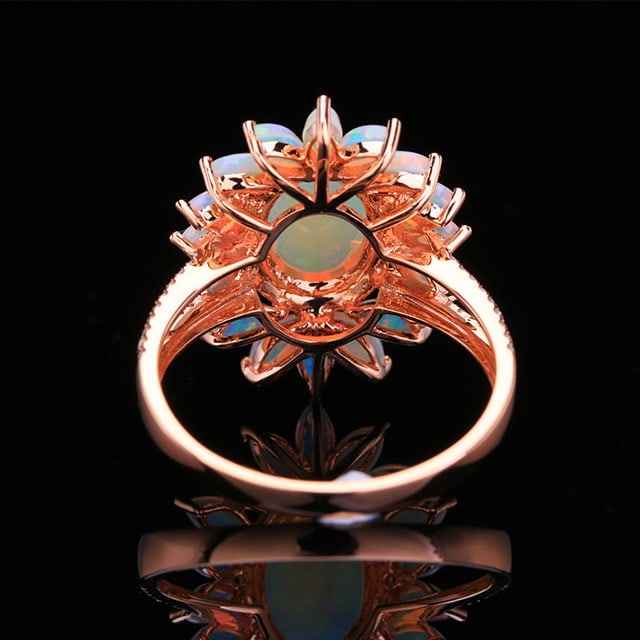 14k Gold 2.0 Ctw Natural Opal & Diamond Ring - 4