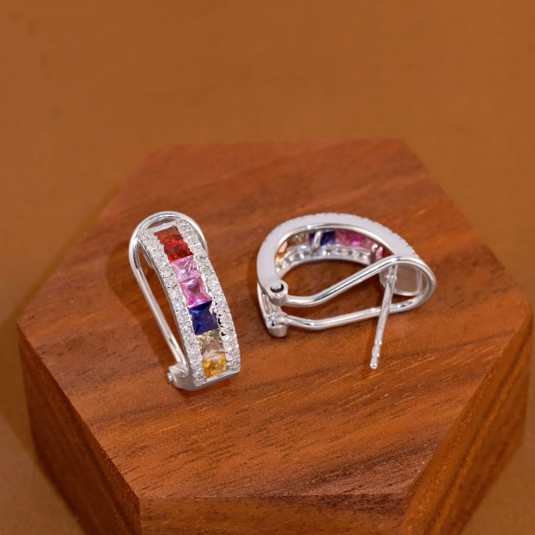 14k Gold 1.68 Ctw Natural Sapphire & Diamond Earrings - 4