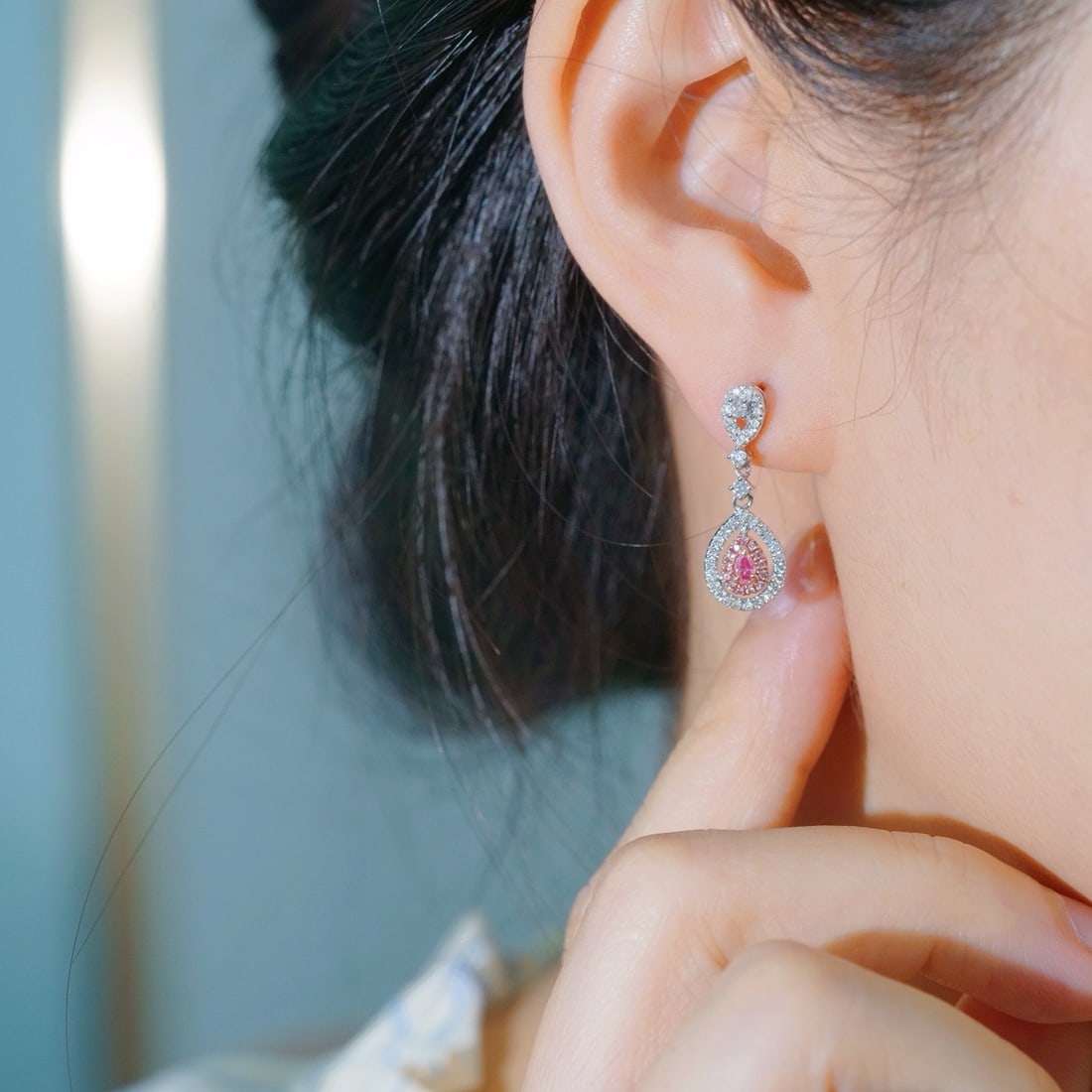 14k Gold 0.64 Ctw Natural Pink Diamond & Diamond Earrings - 3
