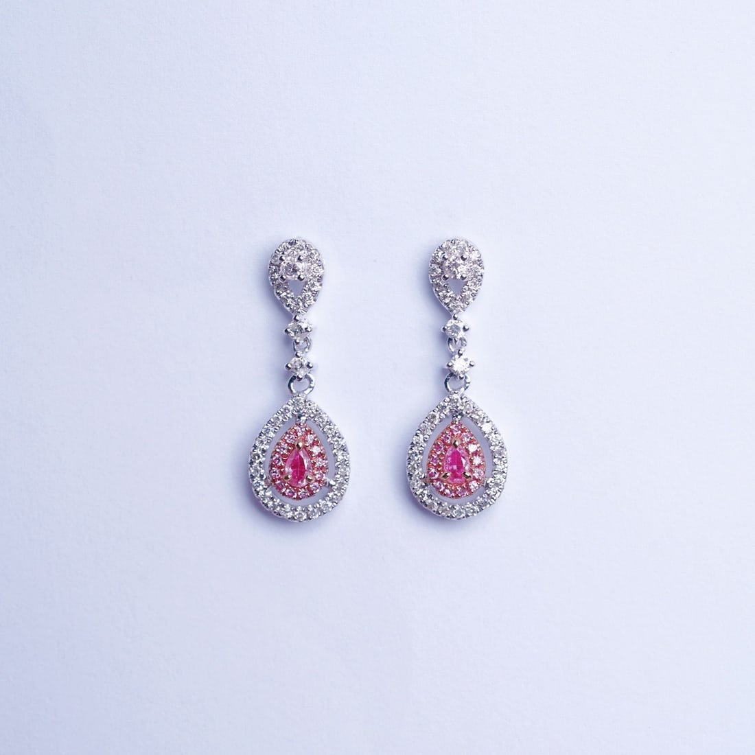 14k Gold 0.64 Ctw Natural Pink Diamond & Diamond Earrings - 5
