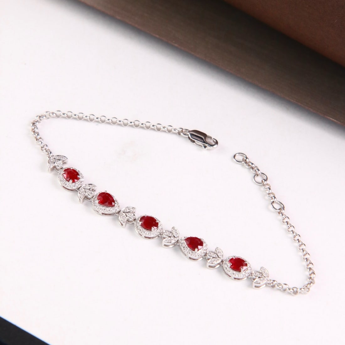 14k Gold 1.88 Ctw Vivid Red Natural Ruby & Diamond Bracelet - 6