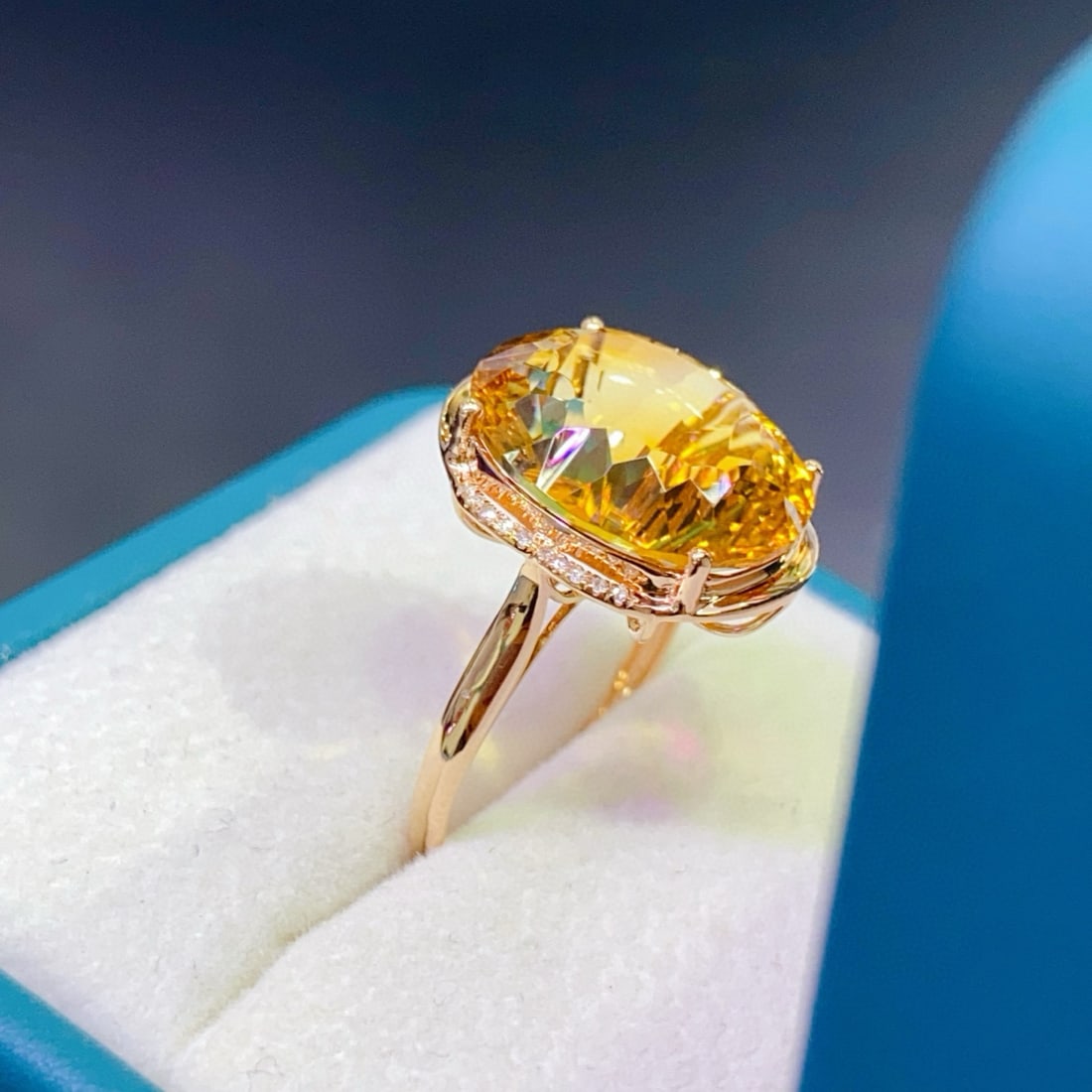 14k Gold 8.16 Ctw Natural Citrine & Diamond Ring - 2