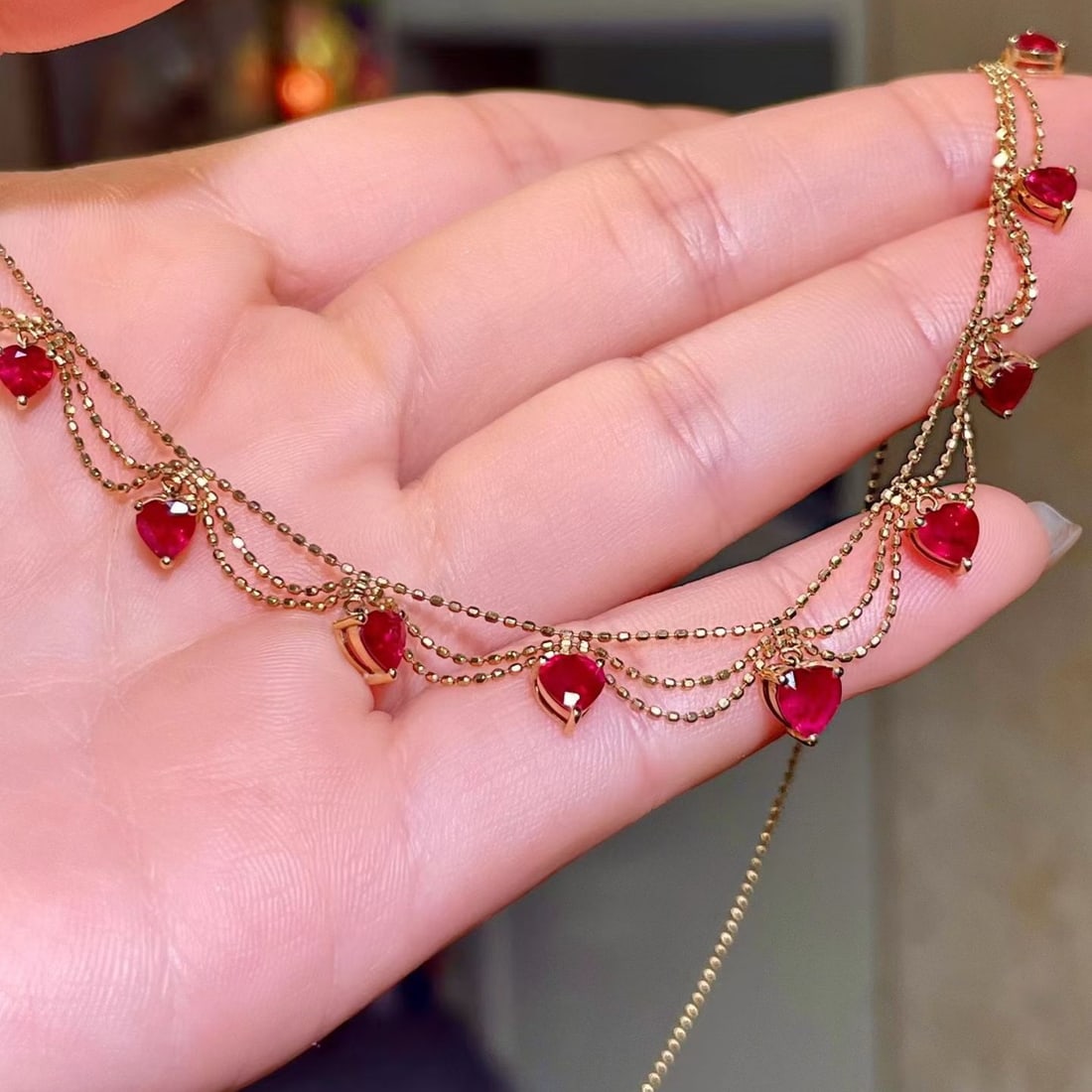 14k Gold 3.16 Ct Natural Ruby Necklace - 3