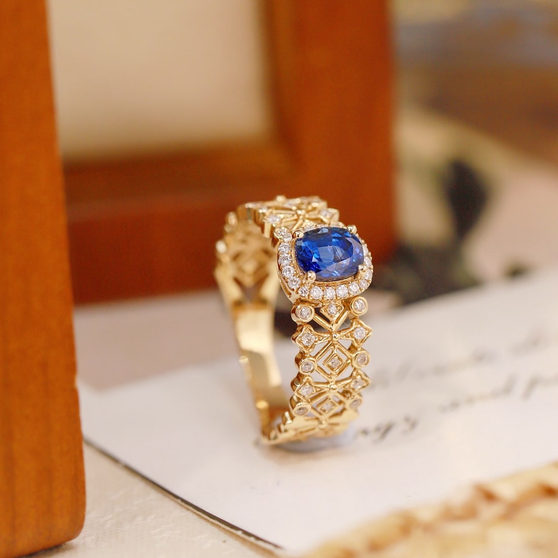 14k Gold 1.10 Ctw Natural Sapphire & Diamond Ring - 4
