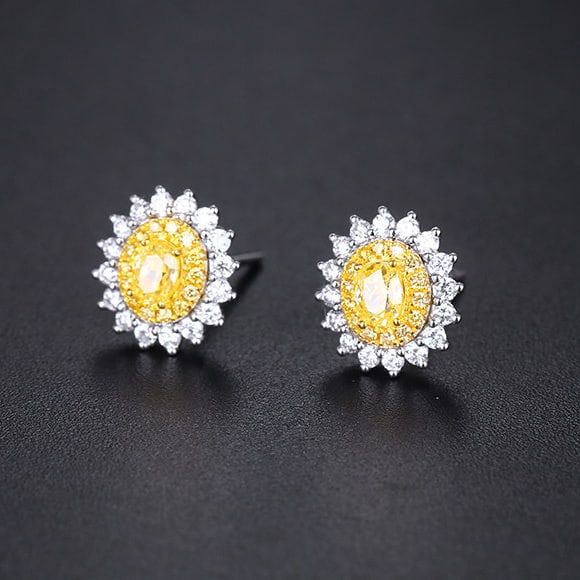 14k Gold 1.09 Ctw Natural Yellow Diamond & Diamond Earrings - 3