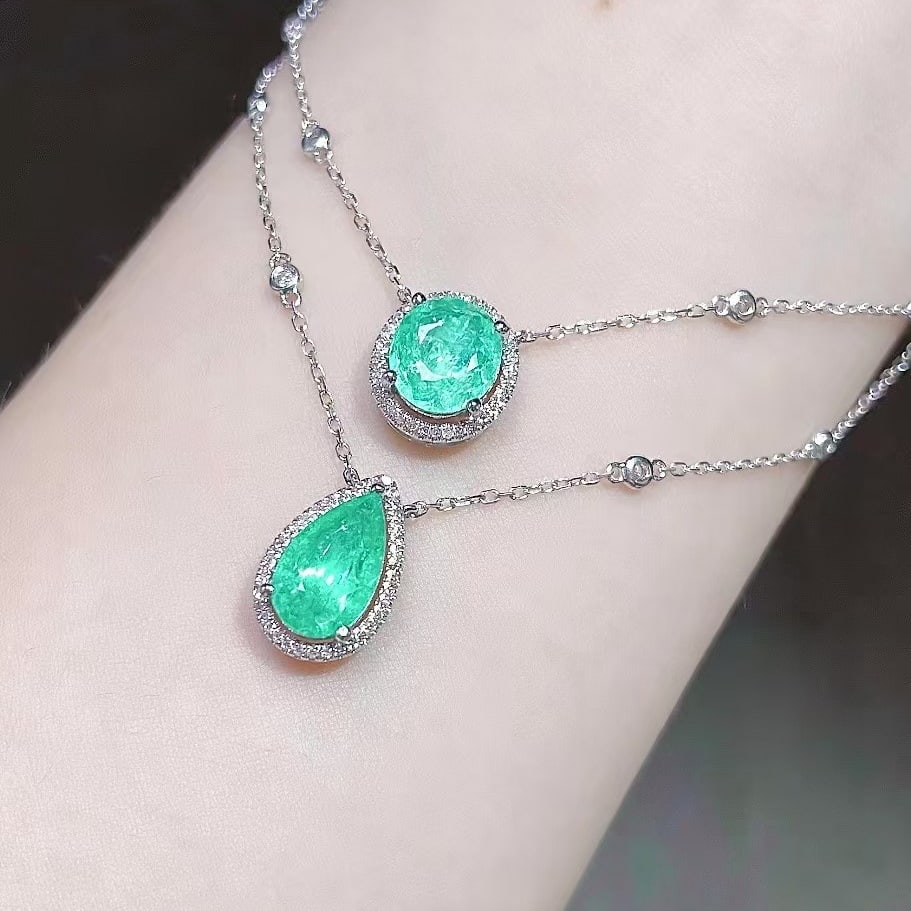 14k Gold 2.73 Ctw Natural Paraiba Tourmaline & Diamond Necklace - 7