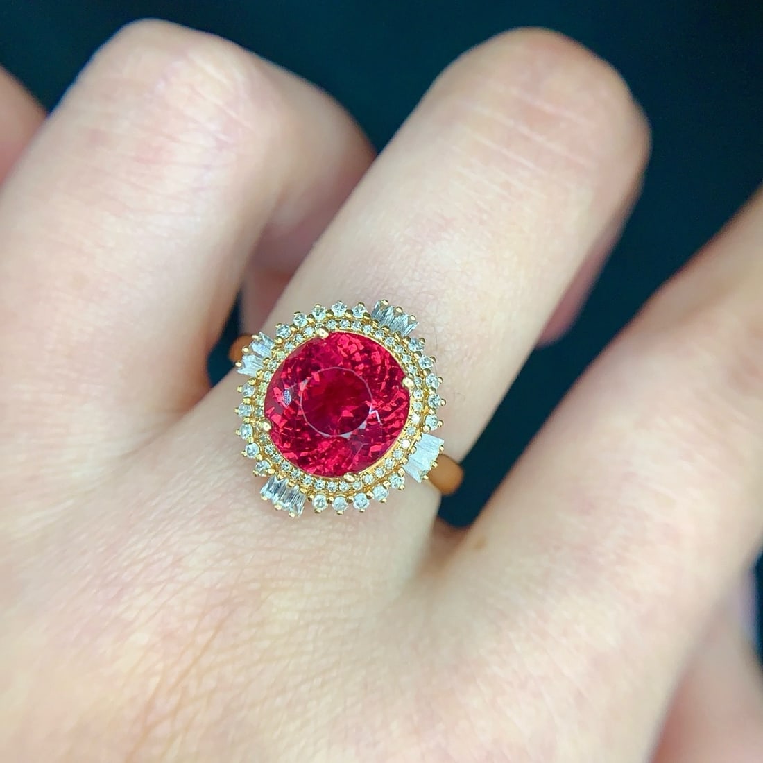 14k Gold 4 Ct Natural Tourmaline & Diamond Ring - 3