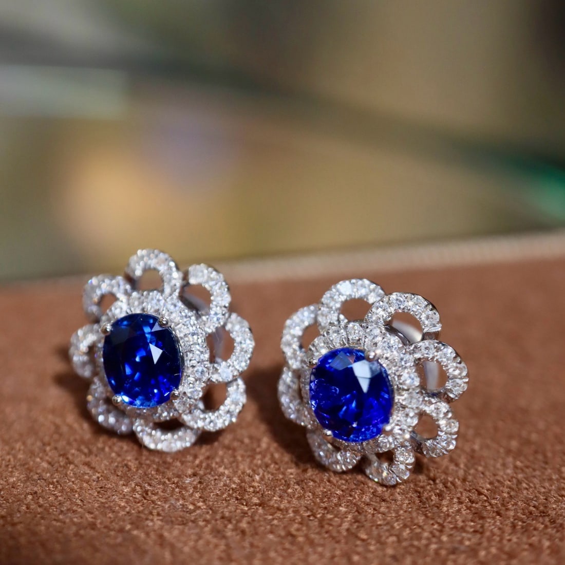 14k Gold 1.23 Ctw Natural Sapphire & Diamond Earrings - 3