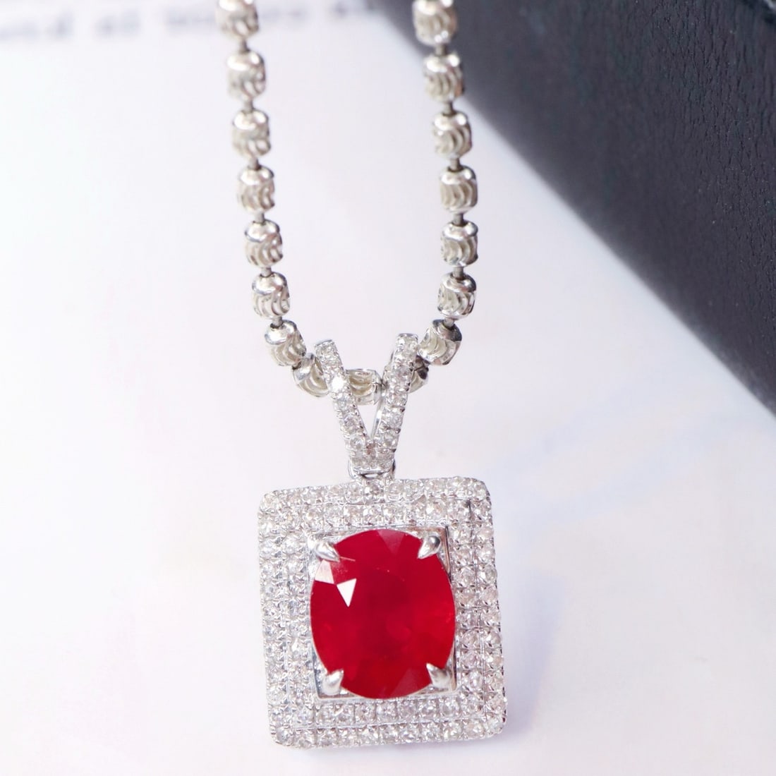 14k Gold 1.78 Ctw Natural Ruby & Diamond Pendant( Without Chain ) - 2