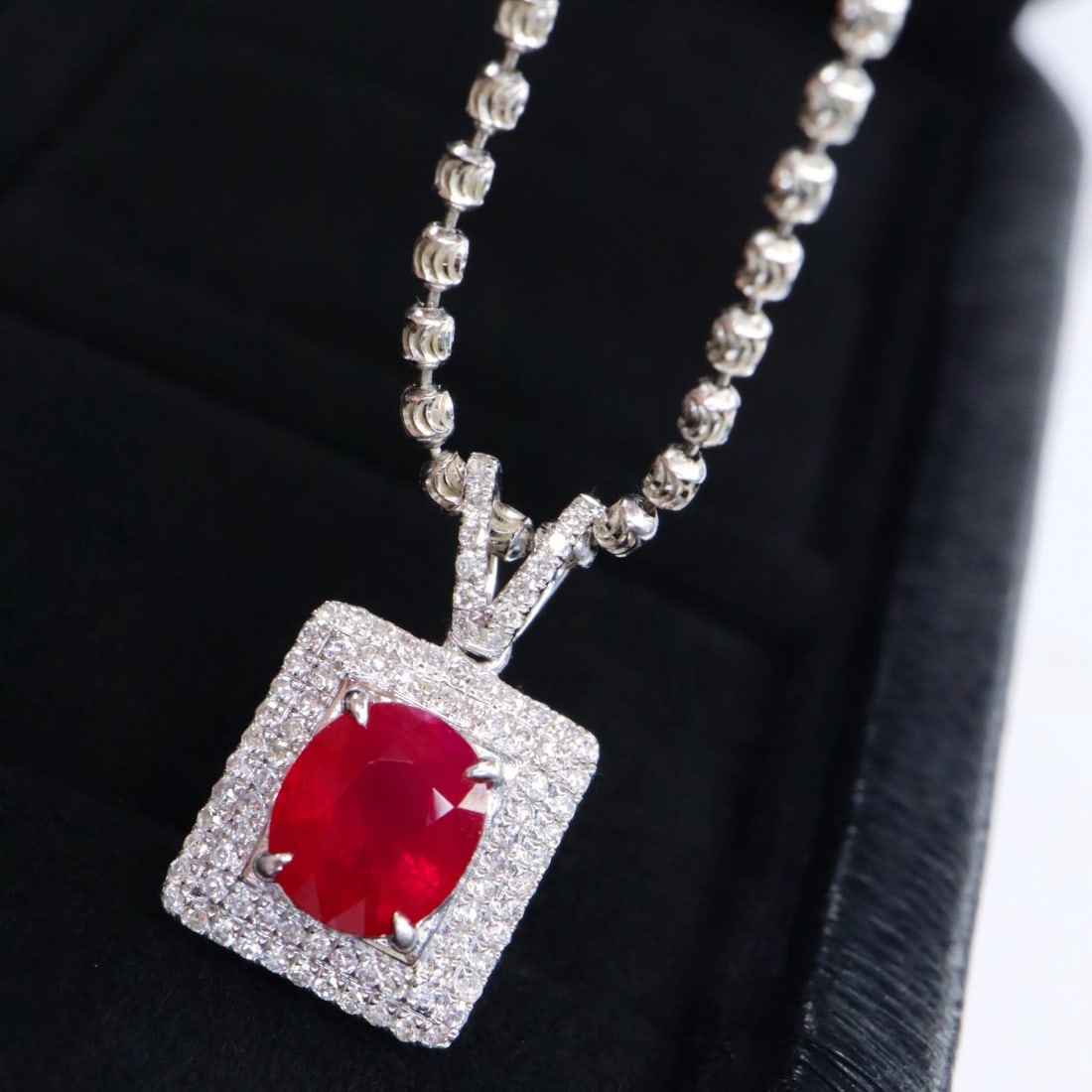 14k Gold 1.78 Ctw Natural Ruby & Diamond Pendant( Without Chain ) - 4