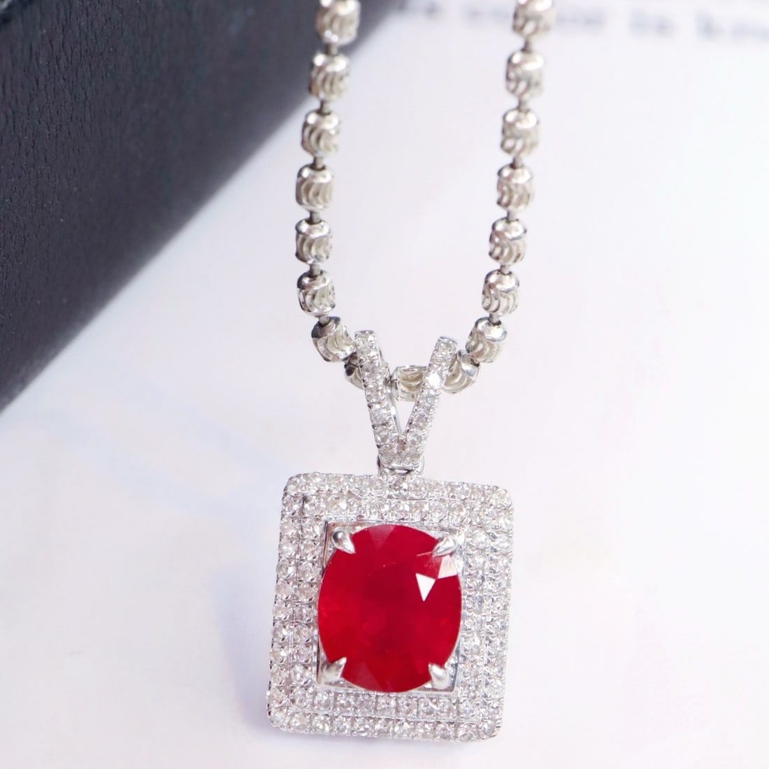 14k Gold 1.78 Ctw Natural Ruby & Diamond Pendant( Without Chain ) - 5
