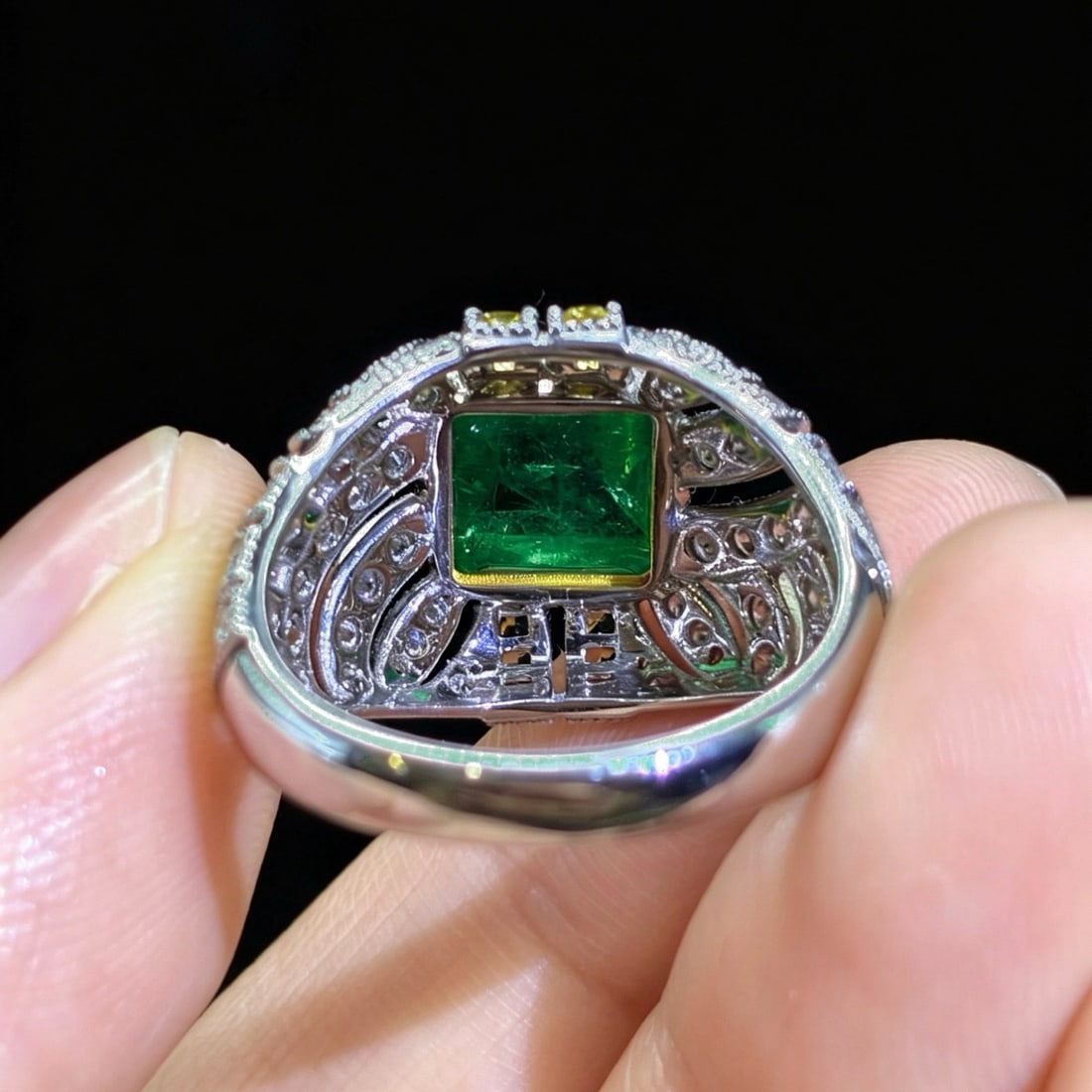 14k Gold 3.98 Ctw Natural Emerald & Diamond Ring - 5