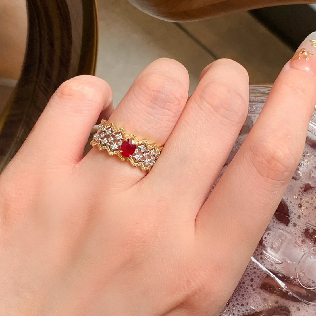 14k Gold 1.15 Ctw Natural Ruby & Diamond Ring - 4