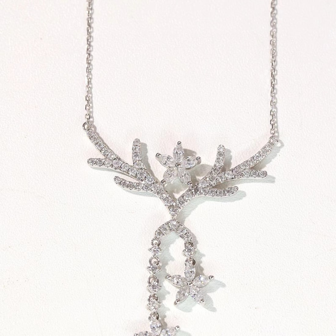 14k Gold 1.4 Ct Natural H Diamond Necklace - 4