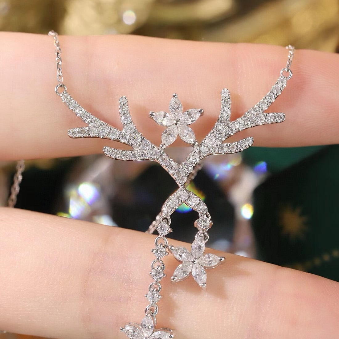 14k Gold 1.4 Ct Natural H Diamond Necklace - 7
