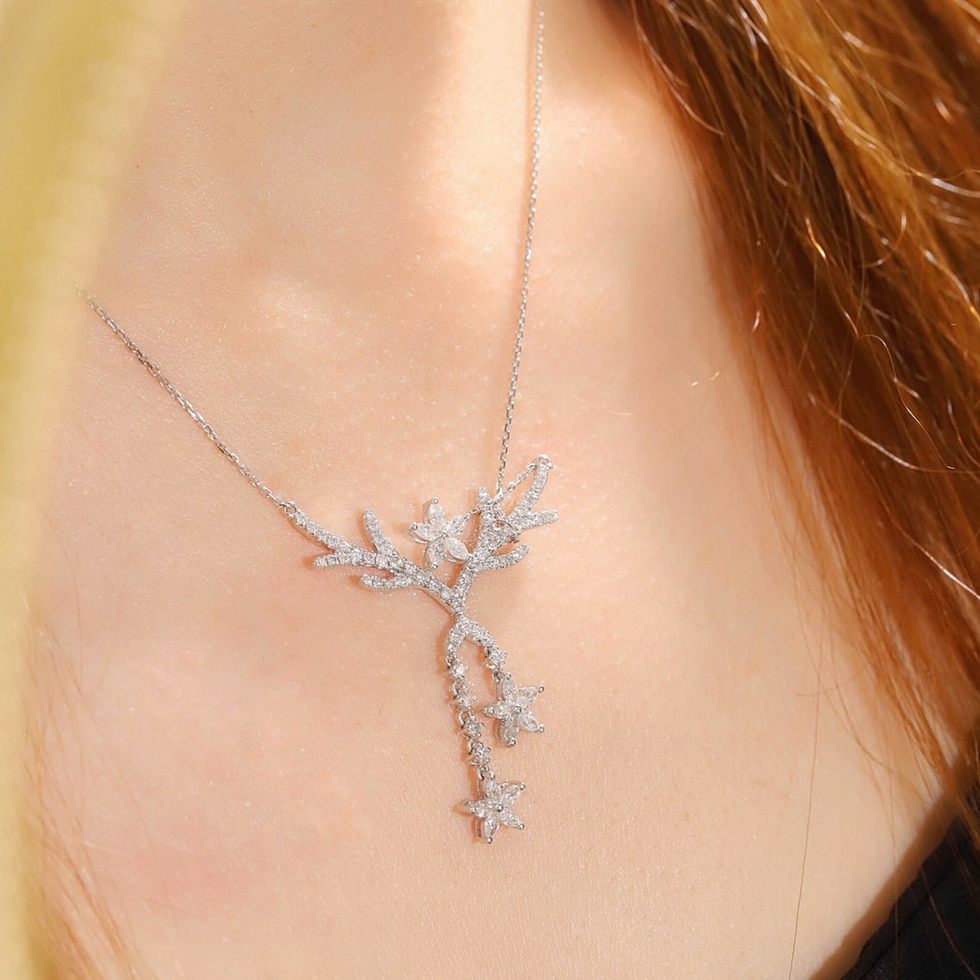 14k Gold 1.4 Ct Natural H Diamond Necklace - 8
