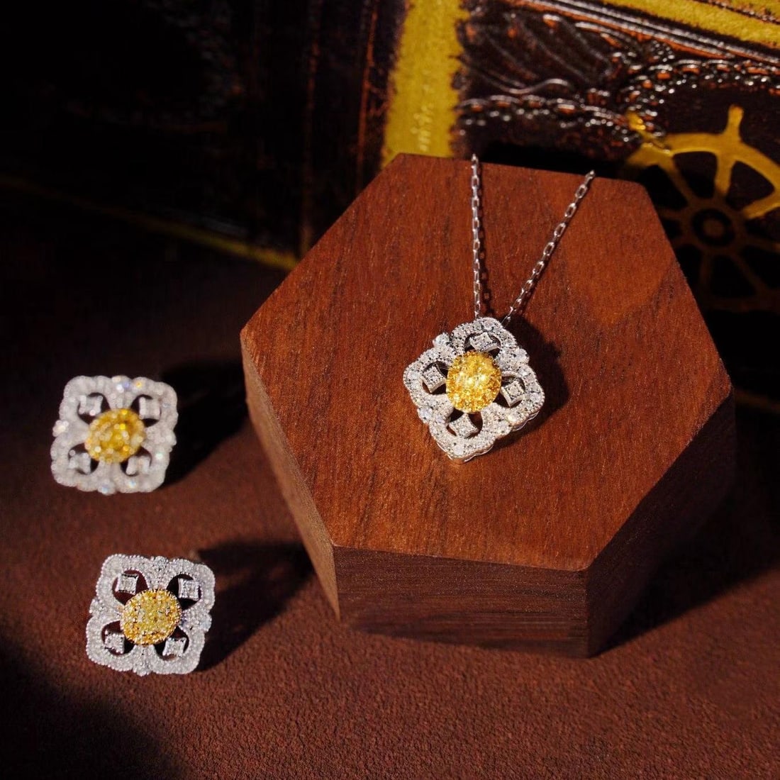14k Gold 1.2 Ctw Natural Color Diamond Jewelry Set: Ref:231181253 // gold content:14k gold // necklace // main gemstone:diamond // shape:multiple // carat weight:0. 4ct // clarity grade:vs-si // color:color // treatment:natural // // earrings // main