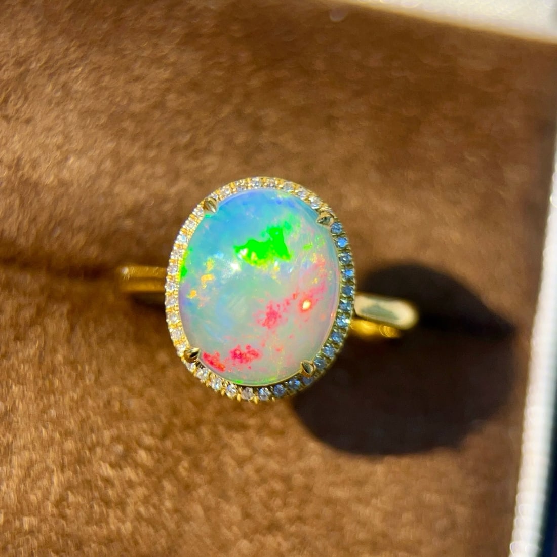14k Gold 2.21 Ctw Natural Opal & Diamond Ring - 3
