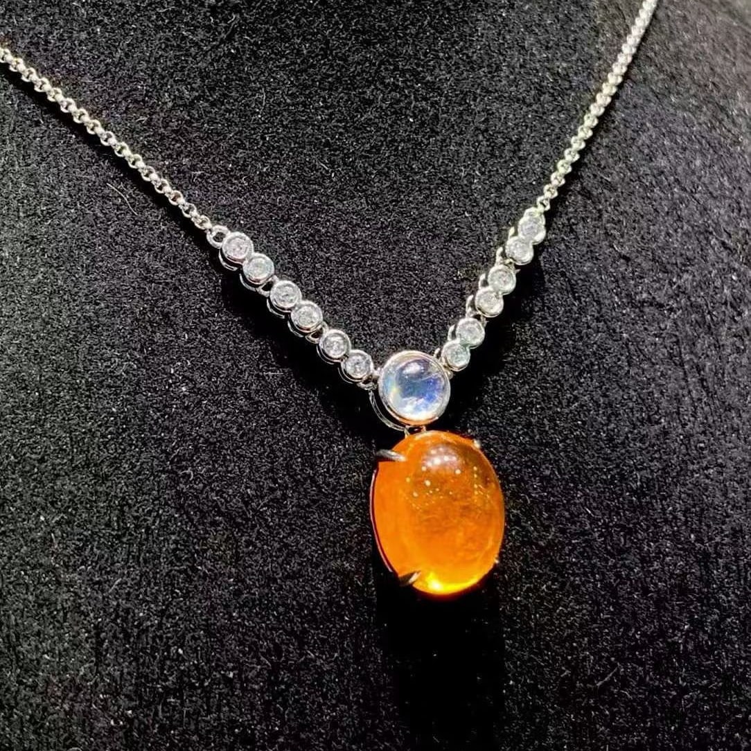 14k Gold 6.2 Ct Natural Spessartine & Diamond Necklace - 5